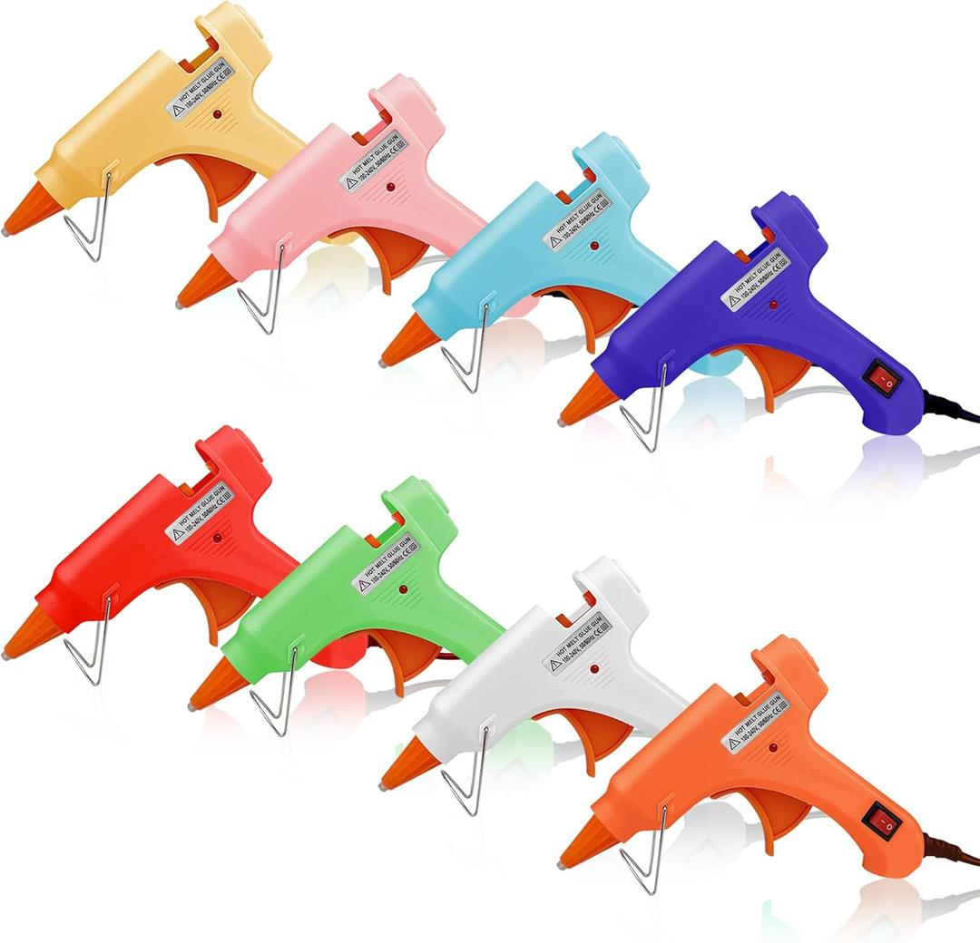 Mini Hot Glue Gun Kit 8 Pieces Hot Melt Gun Crafts for Kids School Craft Project DIY Arts and Home Quick Repairs (20 Watts,Multicolor)