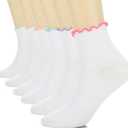 6 Pairs Ruffle Socks For Women Casual Ankle Socks Retro Soft (Small, Multicolor)