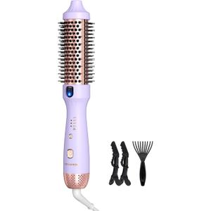 ZAVAREA Thermal Brush, 1.5 Inch Heated Round Brush Stylers, 800M Negative Ions Ceramic for Less Frizz Damage, 4 Temperature Set, Dual Voltage for Travel, Easy Use Boosts Shine, Dual Voltage (Valoran Purple)