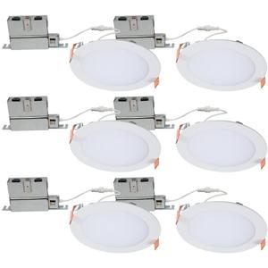 HALO HLB 6-Inch Thin Recessed Indoor/Outdoor Canless LED Downlight w/Selectable Color Temperatures 6-Pack HLB6099FS1EMWR-6PK