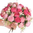 Floweroyal 2 Bunches Peony Artificial Flowers Pink Flowers Silk Peonies Bouquets for Wedding Party Table Centerpieces Floral Arrangement Home Kitchen Decor