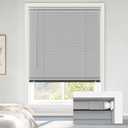 LazBlinds No Tools No Drill Cordless 1" Vinyl Mini Blinds, 100% Blackout Blinds for Indoor Windows, Room Darkening Privacy Window Blinds and Shades for Interior, 38" W x 64" H, Grey