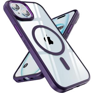 SUCGLES for iPhone 15 Case with MagSafe [Ultra Strong Magnetic] [12FT Military Drop Protection] [Shockproof Bumper] Slim Thin Mag Safe Phone Cover 6.1" for Apple iPhone15 (Deep Purple)