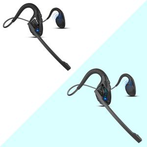 iDIGMALL G2 Black + G2 Cyan, Bluetooth Headset w/Microphone Boom, Open Ear Headset w/Noise Canceling Mic for Computer Phones PC, Wireless Stereo Headphones for Home Office Working, 10H