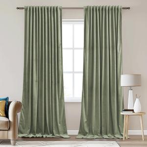 StangH Sage Green Velvet Curtains 80 inches 2 Panels - Thermal Insulated Light Blocking Privacy Drapes for Bedroom/Living Room/Dining Room/Home Office, W50 x L80