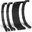 EZDIY-FAB 12VHPWR PSU Cable Extension Kit for RTX 50/40 Series,16AWG PCIE 5.0 Power Supply Cable Extension- 1x 24 Pin ATX /2X 8Pin (4+4) EPS / 1x12+4 Pin GPU,Sleeve Cable 300MM with Combs-Black