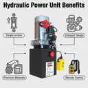 Single Acting Hydraulic Pump 10 Quart Hydraulic Power Units 12V DC Hydraulic Pump SAE #6 Connector for Dump Trailer Car Lifting