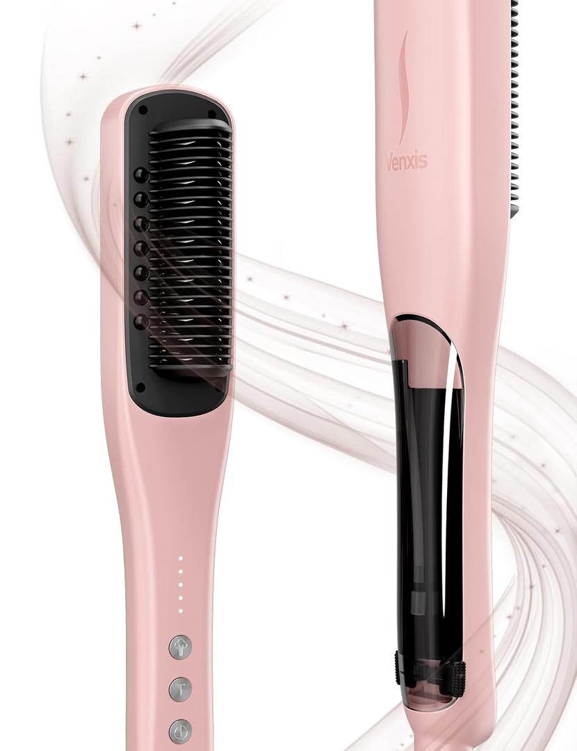 Hair Straightener Brush, Straightening Comb with Steam, 3 Temp Settings & 20s Fast Heating, 120 Voltage&30-Minute Auto Shut-Off, Steam Design for Hair Treatment, Frizz-Free Hair Hair Straightener Brush, Straightening Comb with Steam, 3 Temp Settings & 20s Fast Heating, 120 Voltage&30-Minute Auto Shut-Off, Steam Design for Hair Treatment, Frizz-Free Hair