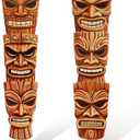 Soulchen Soulchen 2 Pcs Large Tiki Yard Signs 38 x 9.8 Inch Luau Hawaiian Yard Signs with Stakes Tropical Themed Summer Party Decorations Tiki Mask for Indoor Outdoor Lawn, Garden, Party