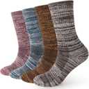 EnerWear 4 Pack Women's Merino Wool Outdoor Hiking Trail Crew Sock (9-11, Multicolor1992)
