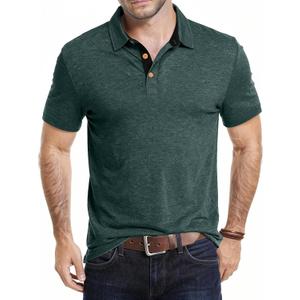 KUYIGO Mens Polo Shirts Short Sleeve Casual Summer Classic Collared Shirt (Green, XL)