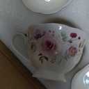 Floral Porcelain Tea Cup Set of 6 (12-Piece), 6 Cups & 6 Saucers with Rose Pattern, 6oz Scalloped Edge Coffee Cups, Dishwasher & Microwave Safe, Elegant Gift