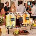 3-Pack 2 Gallon Glass Drink Dispensers with Stand, Stainless Steel Spout & Fruit Infuser for Parties, BBQs, Iced Tea, Lemonade & More