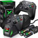 Upgraded Controller Charger Station with 2x5520mWh Rechargeable Battery Packs for Xbox One/Series X|S, Dual Charging Dock for Xbox One Battery Pack (Controller not Included)