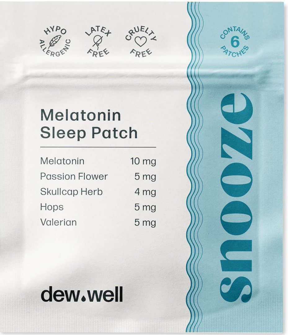Dew Well 6 Pack Snooze Melatonin Sleep Patches – Wearable, No Latex, Easy to Use – Supports Natural Sleep