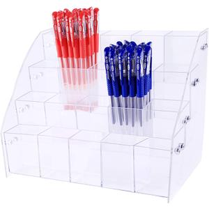 Clear Acrylic Pen Holder Stationery Store Storage Brush Case Clear Display Stand Desktop Writing Pot Writing Pencil Organiser