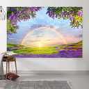 10 X 8 ft Lavender Flower Field Backdrop Photography backdrops Purple Flower Lavender Green Grass Lilac Flowers Sunset Sky Rainbow Party Background Photography Studio Backdrop