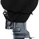 STEECA Waterproof Outboard Motor Cover 600D Fade Resistant Boat Engine Hood Cowling Cover Fits Motor up to 25 HP, Black
