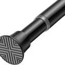 1PCS Black Tension Curtain Rod 18-36 Inch Adjustable Curtain Rod No Drilling Small Tension Spring Tension Curtain Rods, for Windows, Door And Closet. (With One Set Rod Holders)