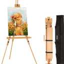 VISWIN Portable Easel for Painting with Bag, Tilting Flat & Adjustable Beech Wood Art Easel Stand, Holds Canvas up to 44", Tripod Field Easel for Adults, Artists, Beginners - Natural