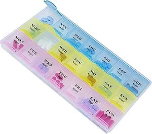 Pills Box 21 Slots 7 Days Weekly Tablet Medicine Box Holder Storage Organizer (3 Rows)