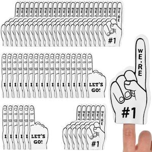 Sinmoe 48 Pieces Sport Party Favors Fan Foam Finger Mini #1 Basketball Baseball Football Soccer Team Cheerleader Gifts for Sporting Events Games Birthday Supplies (White)