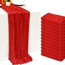 12Pack Red Cheesecloth Table Runner 10Ft Gauze Table Runner Red Cheese Cloth Table Runners Long Sheer Fabric Tablerunners for Wedding Party Bridal Shower Thanksgiving Christmas