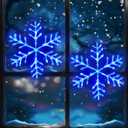 2 Pack Christmas Window Lights Snowflake Decorations, Snowflake Lights with 8 Lighting Modes for Holiday Indoor and Outdoor Wall Door Glass Decoration(Blue)