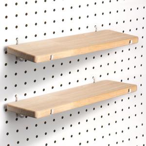 Solid Wood Pegboard Shelf, High Balance and No tilt, Pegboard Accessories, Wooden Pegboard Shelves for 1/4" Metal Pegboard, 2 Pack