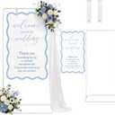 Novabright Wedding Welcome Sign Stand with Sign Hanging Straps Adjustable Easel Stand Welcome to Our Wedding Decoration for Reception Garden Bridal Shower Ceremony Lawn Outdoor Indoor(Blue), 22 x 43 inches