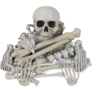 MOKRY PARTY Bag of Bones Halloween Life Size Skeleton Skull for Decoration and Spooky Graveyard 28 PCS