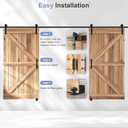 EaseLife 14 FT Double Sliding Barn Door Track and Handle Hardware Kit,Straight Pulley,Slide Smoothly Quietly,Easy Install (14FT Track Kit for 40"~42" Wide Double Door)