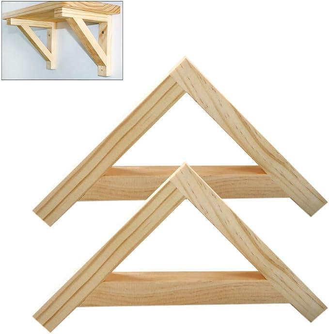2 Pack Wall Mount Wooden Shelf Brackets Triangle 7 Inch | Include Mounting Screws, Decorative, Unfinished, for Shelves Support, Plank Sconce, Clapboard Bracket, Pendant Lamp, DIY
