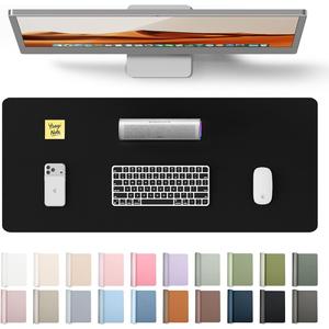 YSAGi Leather Office Desk Pad Protector, Large Mouse Pad, Non-Slip, PU Leather, Laptop Desk Blotter, Waterproof Writing Pad for Office and Home, Black, 23.6" x 13.8"