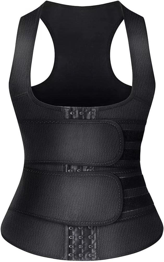 Neoprene Sauna Sweat Waist Trainer Corset Trimmer Vest for Women Tummy Control, Waist Cincher Body Shaper (Medium, Black Double Belt)