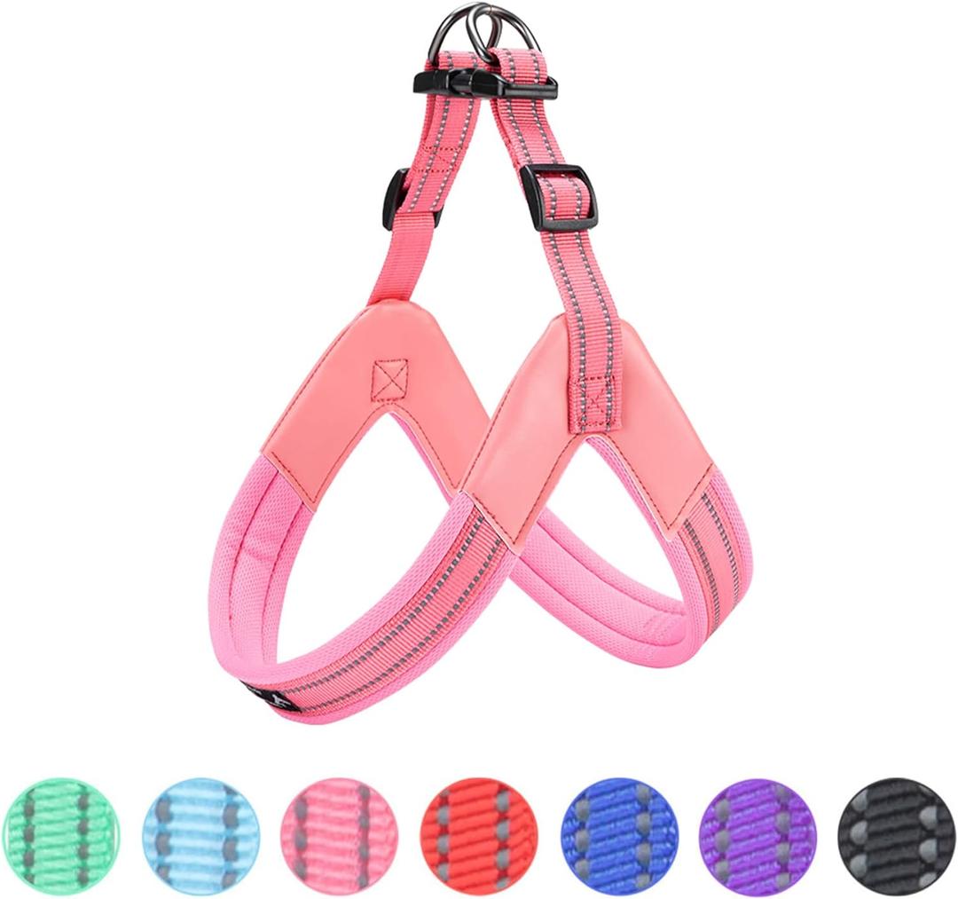 EXCELLENT ELITE SPANKER No Pull Dog Harness Step-in Adjustable Reflective Vest Soft Padded Easy Pet Chest Strap with Leash Clips for Small Medium Large Dogs Walking Training(Pink-Small)