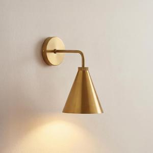 Vintage Modern Metal Conical Wall Sconce - Retro Brass Wall Lamp, Decorative Inspired Cone Wall Mount Lighting Fixture for Bedroom, Living Room, Hallway(6“W x 6" L x 11" H Brass)