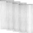 4 Pieces Glitter String Curtains Doorway Beads Curtains, 39 x 79 Inch Hanging Fringe Hippie Room Divider Door String Curtain Boho Doors Tassel for Doorways, Windows, Closet, Privacy Decor (Silver)