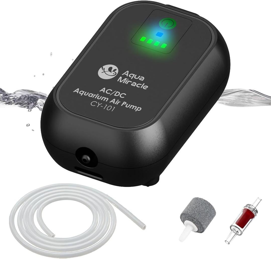 AquaMiracle USB Aquarium Air Pump Rechargeable Aerator for Bait Bucket, Portable Battery Powered Air Pump for Aquarium, Fish Tank Air Pump for Outdoor Fishing, Power Outage & Emergency