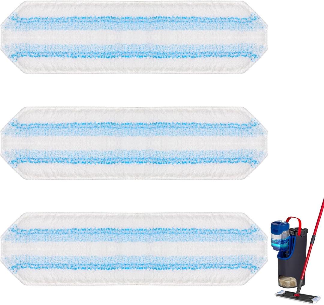 RONSUNG 3 Pack Microfiber Mop Pads Replacements Compatible with H2prO Flat Mop System, Washable & Reusable Refills for Deep Floor Cleaning, Fits for O Cedar H2prO Model