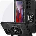 Ailiber for Motorola Moto G Stylus 2025 Phone Case, Motorola G Stylus 2025 Case with Screen Protector, Ring Kickstand for Magnetic Car Mount, Military Grade, Shockproof Rugged Cover-Black
