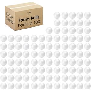 Evershine 100 Pack 1 Inch Craft Foam Ball - White Smooth Craft Foam Polystyrene Balls for DIY Craft and Art School Project