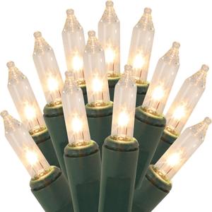 Clear Christmas String Lights, 100 Count, Incandescent Mini Christmas Lights, Connectable Xmas Tree Light for Indoor Outdoor Garland Birthday Holiday Wedding Festival Party (Clear Warm White)