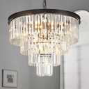 MarkDee Modern Chandeliers Crystal with Light, 11 Lights Black Crystal Chanderlier Lighting, 4-Tier Pendant Lights for Dining Room Living Room (23.62inch)