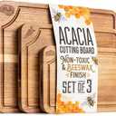 EDELHAUS Cutting Boards for Kitchen (Set of 3) Beeswax Finished Acacia Wood Cutting Board, Mineral Oil Free Wooden Cutting Boards non Toxic with Juice Groove, Non-Slip Feet, Charcuterie Boards