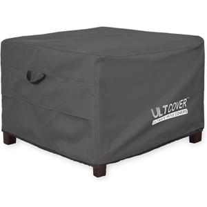 ULTCOVER Waterproof Patio Ottoman Cover Square Outdoor Side Table Furniture Covers Size 24L x 24W x 18H inch, Black