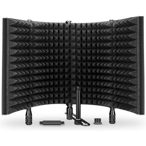 Aokeo Studio Recording Microphone Isolation Shield, Pop Filter.High density absorbent foam is used to filter vocal. Suitable for blue yeti and any condenser microphone recording equipment