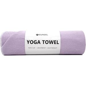Eunzel Hot Yoga Towel - Microfiber Non Slip Yoga Mat Towel with Grip Dot Sweat Absorbent Towel for Hot Yoga, Pilates and Fitness 72" x 24", Taro Purple/White