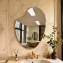 Heart Frameless Wall Mirror, 20 x 28 Inch, Beveled Edge Bathroom Mirror