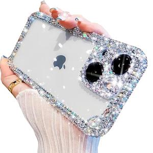 Changjia Clear Glitter Case for iPhone 15 Plus, Cute Luxury Bling Sparkly Diamond Rhinestone Camera Protection Soft TPU Bumper Shockproof Women Girls Slim Protective Case for iPhone 15 Plus 6.7",Clear